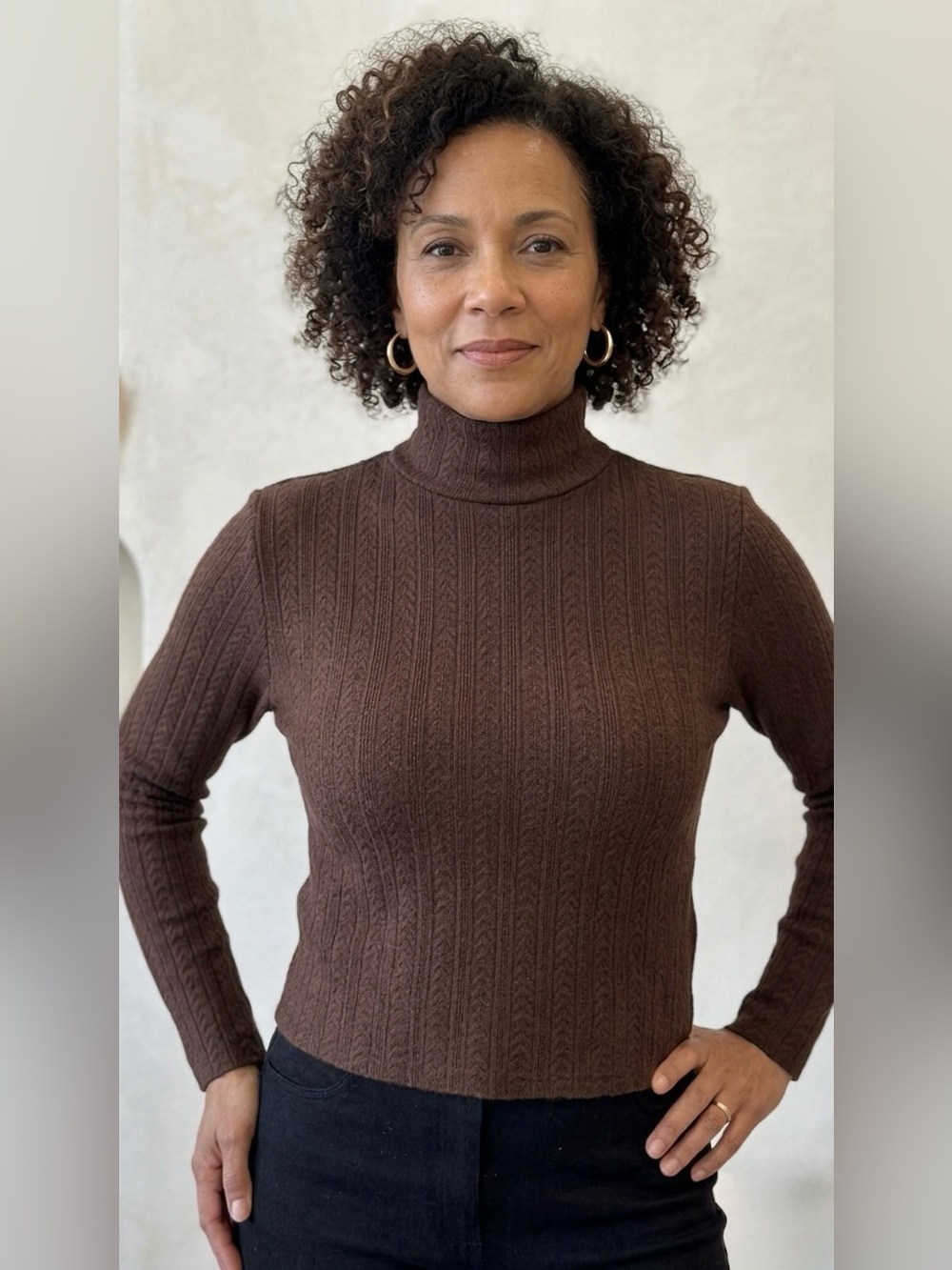 Jason Wu Chocolate Brown Cable Turtleneck Sweater small